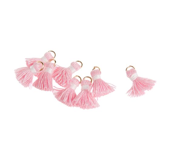 Tassel with eyelet, 8 pieces, 15 mm
