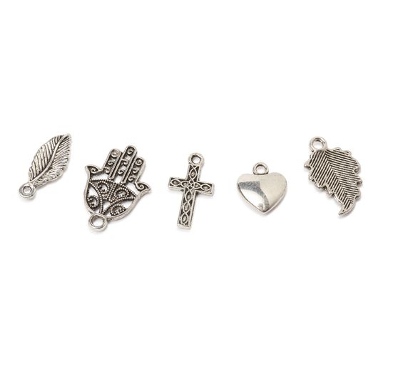 Pendentifs charms VBS « Give me five », 5 pc.