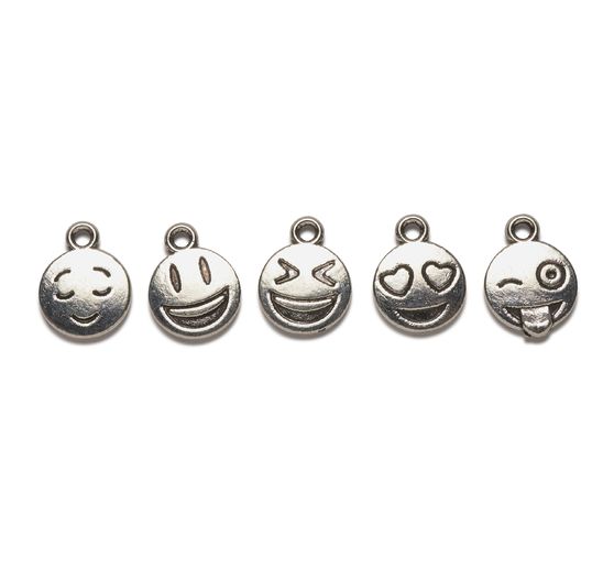 Pendentifs charms VBS « Emoticône », 5 pc.