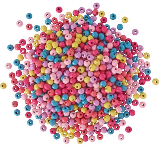 Perles en bois VBS « Multicolore », Ø 10 mm, 250 g