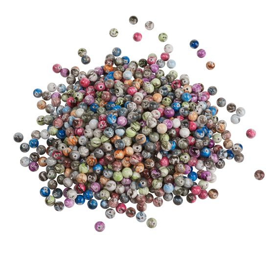 Perles acryliques marbrées VBS « Multicolore opaque », Ø 8 mm, 200 g