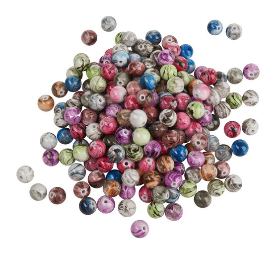 Perles acryliques marbrées VBS « Multicolore opaque », Ø 12 mm, 200 g