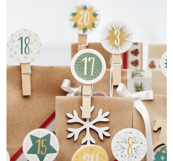 Pinces en bois VBS « Bouton rond »