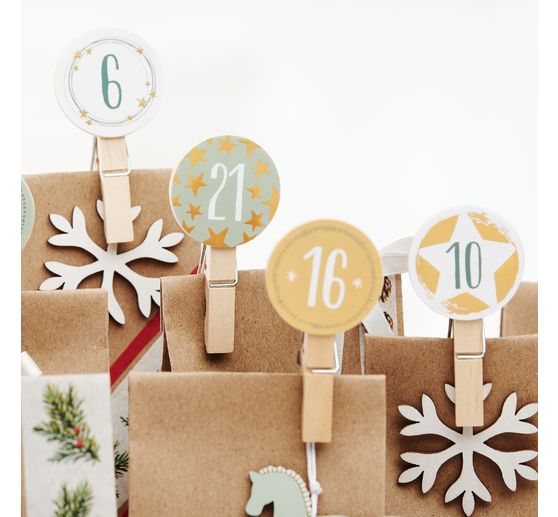 Pinces en bois VBS « Bouton rond »