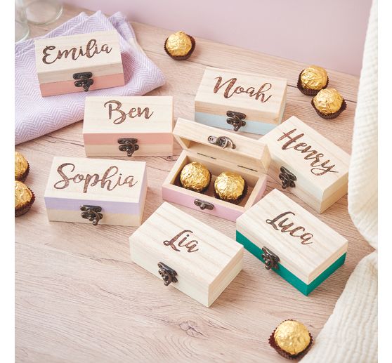 Coffrets en bois VBS, 8 pc., 10 x 3,8 x 5,9 cm