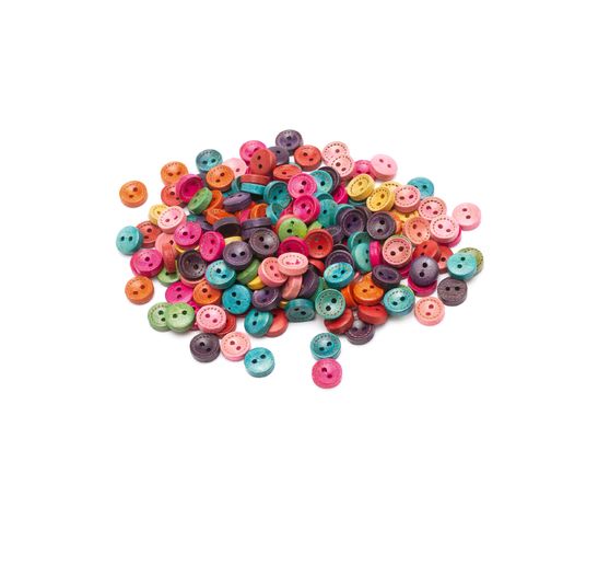 Mini-boutons en bois VBS « Couleurs variées », 185 pc.