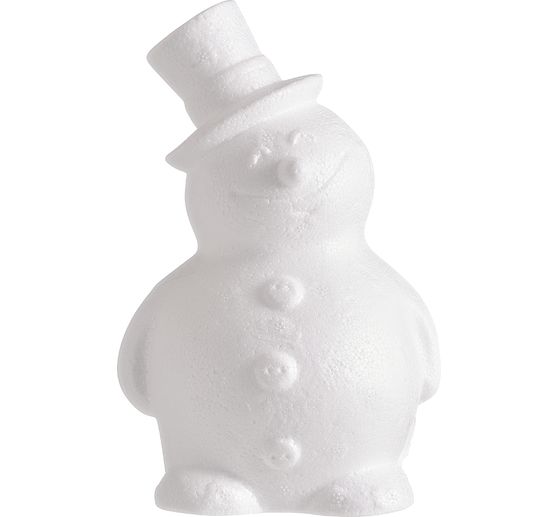 Styrofoam mold snowman with hat, 17 cm