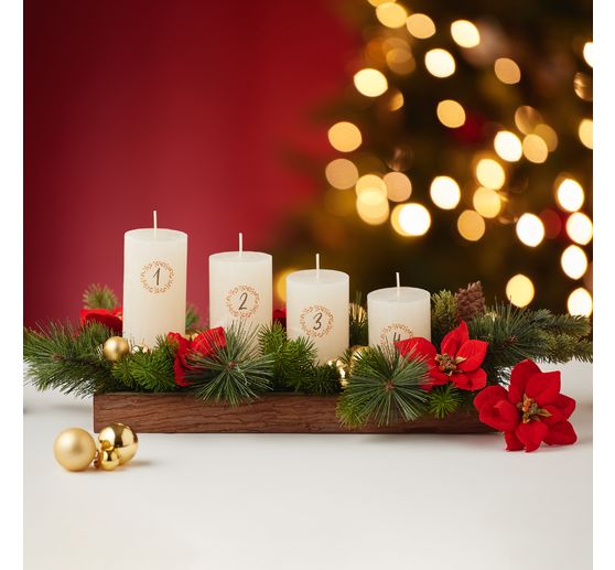 Bougies de l'Avent "Rustic", en d&eacute;grad&eacute;, lot de 4