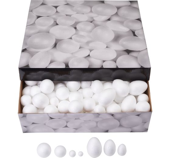 Set boules & œufs en polystyrène, 550 pc.