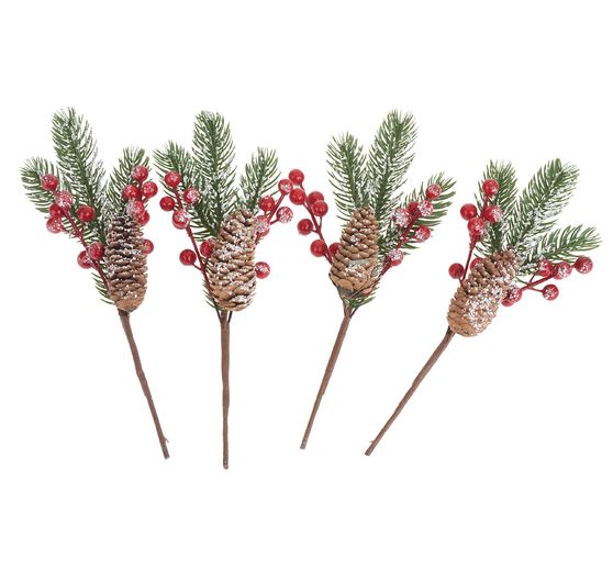 Branche de sapin avec baies et pommes de pin VBS, 4 pc.