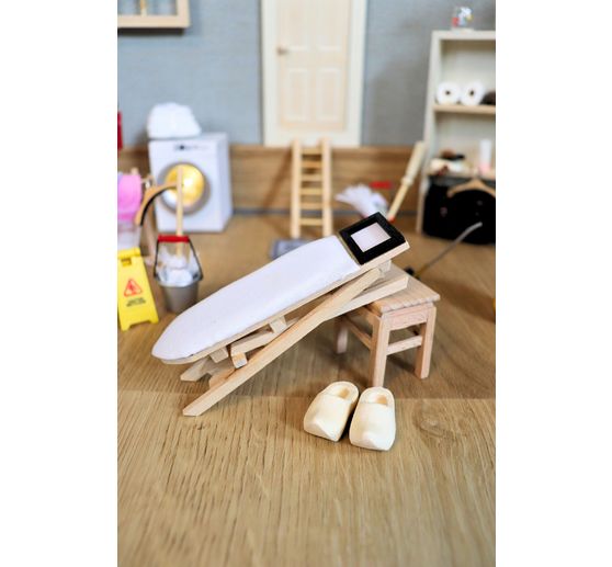 Secret Santa set "Ironing board, iron & knitting utensils"