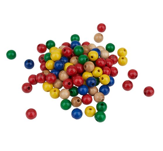 Perles en bois, Ø 8 mm, 85 pc.