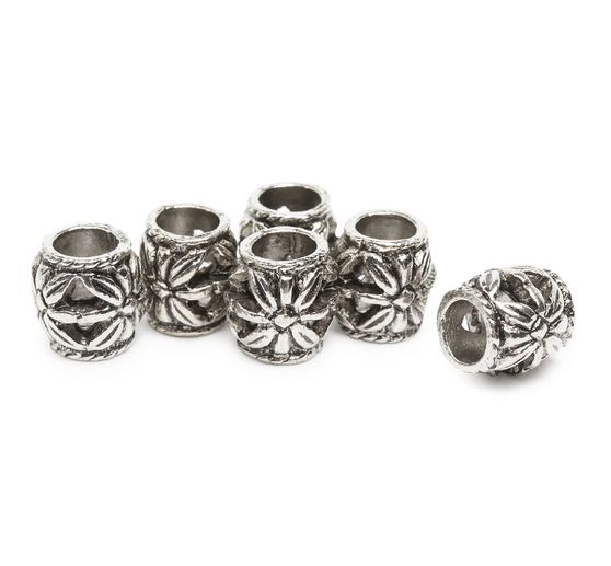 Perles bijoux métal « Fleur », 6 pc., 11 x 9 mm, Argent vieilli