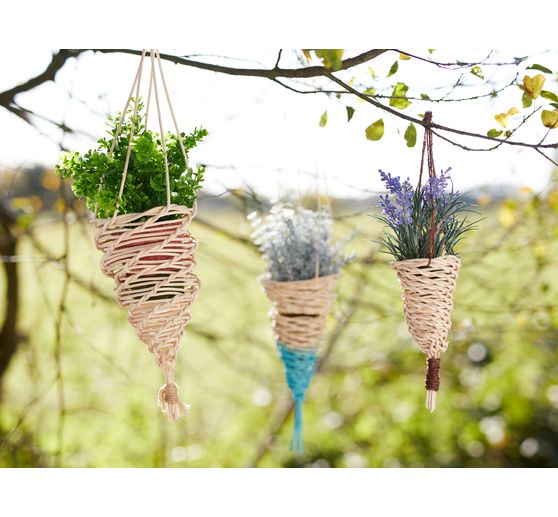 Moelle ronde de rotin VBS, Naturel, ruban bleu, Ø 4 mm