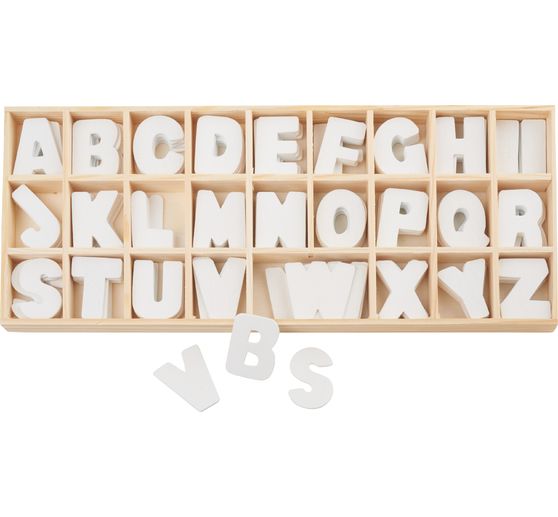 Set de lettres en bois VBS « Assorties - Blanc », 156 pièces