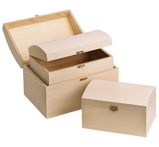 VBS Coffre en bois, set de 3 pièces