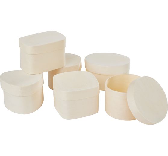 VBS Wooden chip box "Shapes", set of 6