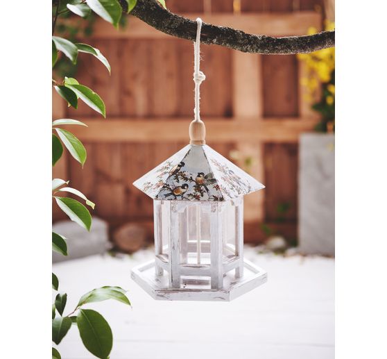 VBS Mangeoire pour oiseaux en bois, hexagonale, env. 20 x 17 x 25 cm