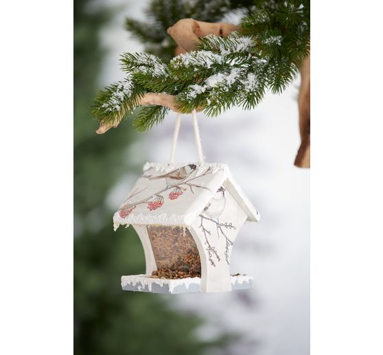 VBS Mangeoire pour oiseaux en bois, env. H 15x l 17x P 14,5 cm