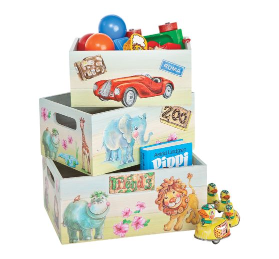 VBS Caisses en bois, lot de 3