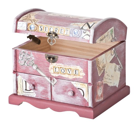 Coffre à couvercle bombé VBS, bois brut, env. 20 x 17 x 17 cm