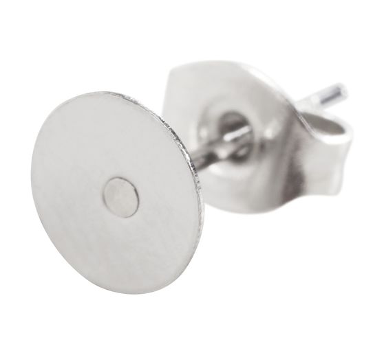 Clous d'oreilles en acier inoxydable avec disque 6 mm, 10 pc.