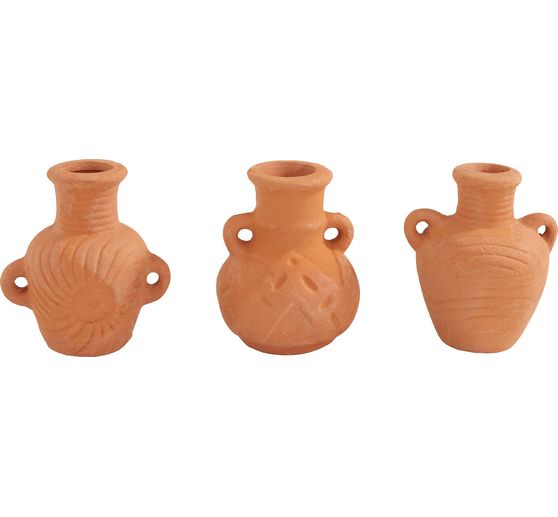 Mini clay vases, set of 3