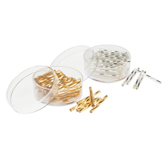 Perles bâtons torsadées en verre, 25 mm, 12 g