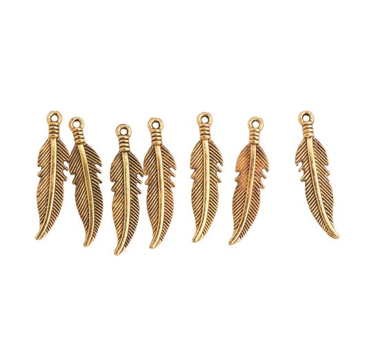 Pendentifs charms « Plumes », 7 pc.