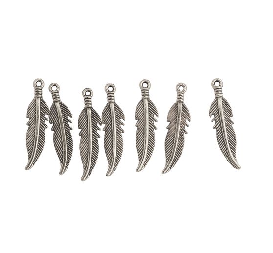 Pendentifs charms « Plumes », 7 pc.