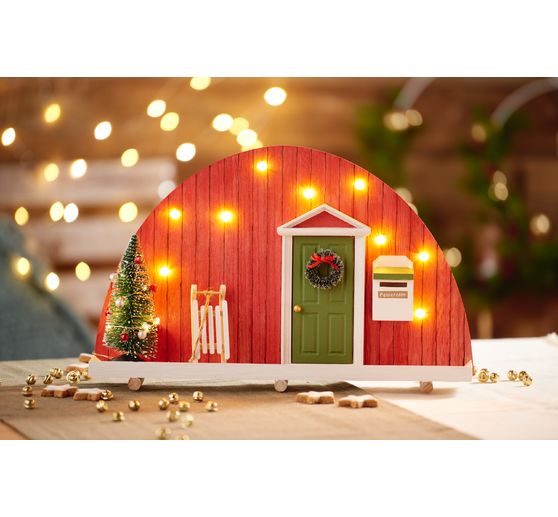 Kit Lutin Farceur de Noel, Les Lutins Farceurs, Porte des lutins en Bois,  avec Guirlande Lumineuse LED, Boîtes Aux Lettres Miniatures, Clôtures