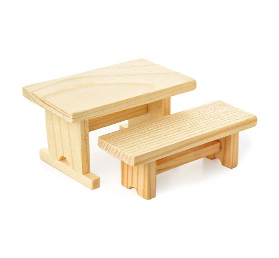 Wooden bench and table