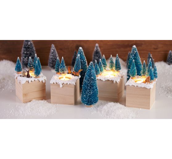 Sapins miniatures, enneigés, set de 16