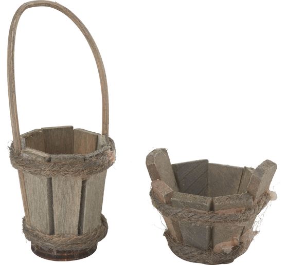 Seau et bac en bois VBS, set de 2