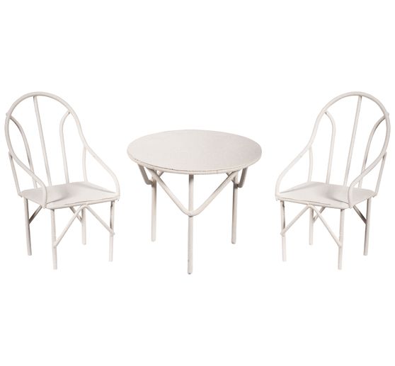 Mini-salon de jardin, 3 pc., Blanc, 2 chaises + 1 table