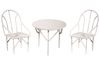 Mini-salon de jardin, 3 pc., Blanc, 2 chaises + 1 table