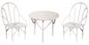 Mini-salon de jardin, 3 pc., Blanc, 2 chaises + 1 table