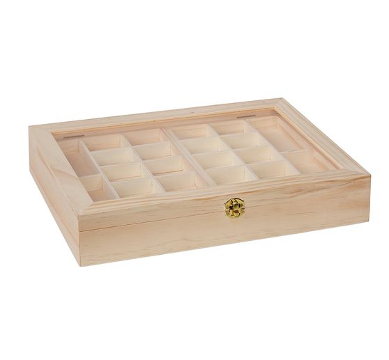 Boîte de rangement à casiers VBS, pin, env. 40x28x7,5cm