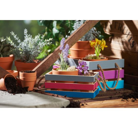 VBS Wooden boxes with slats, set of 2