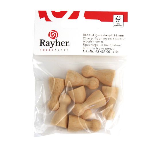 Wooden toy figure, 28 mm, 10 pieces