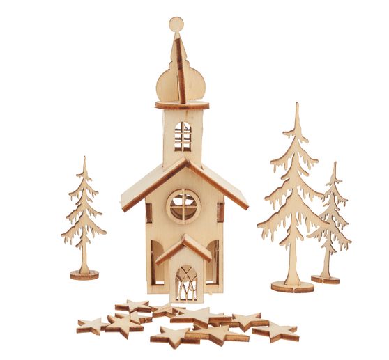 Wood building kit "Church", plywood