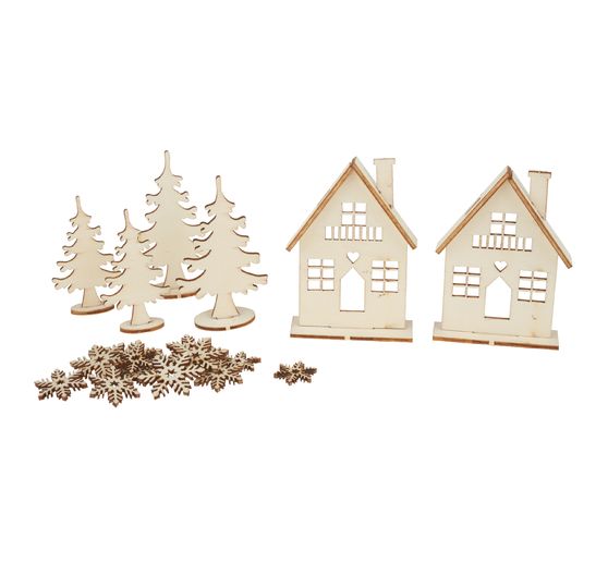 Kit de construction en bois « Maisons en hiver », contreplaqué