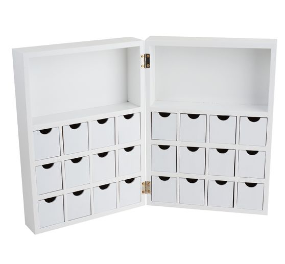Coffret armoire/Calendrier Avent VBS, bois MDF blanc