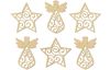 Suspensions « Ange & étoile », 6 pc. peuplier, env. 7-7,5 cm
