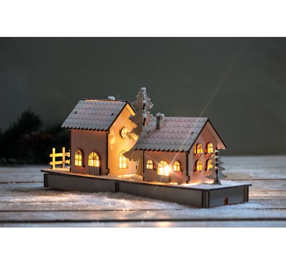 Kit de construction en bois « 2 maisons illuminées »