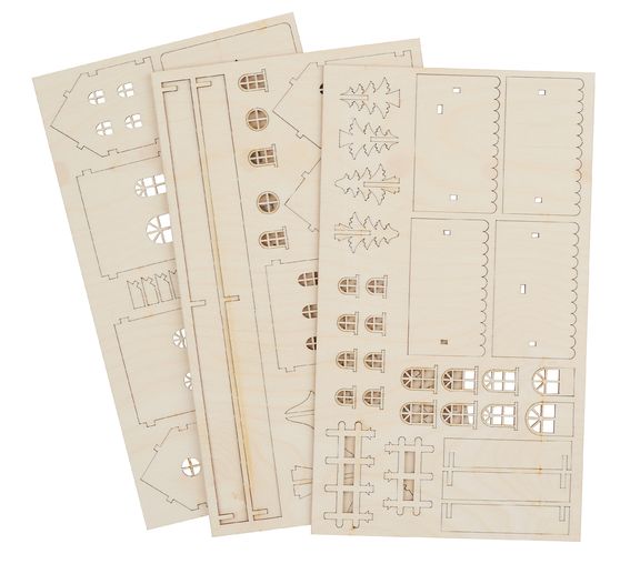 Kit de construction en bois « 2 maisons illuminées »