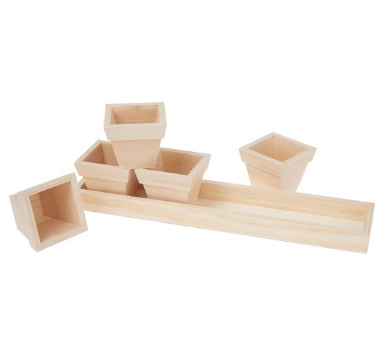 Plateau en bois 5 pots VBS