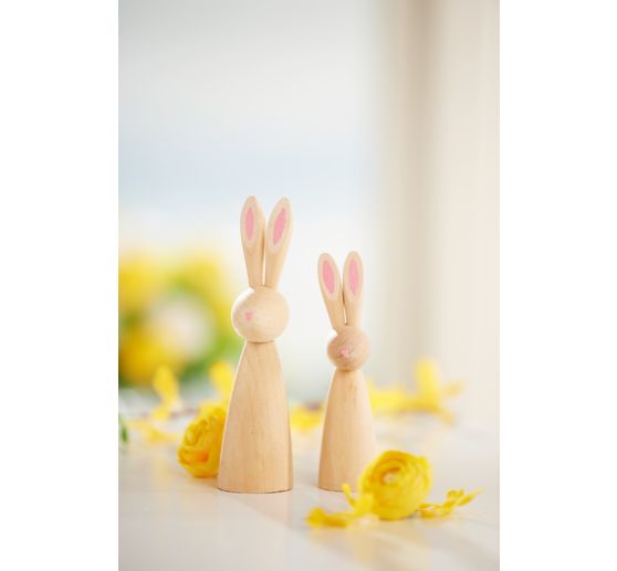 Figurines lapins en bois, set de 2, peuplier