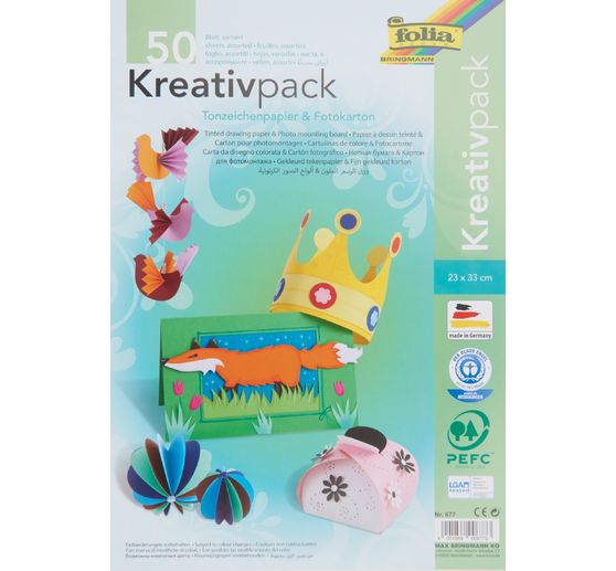 Set créatif papier teinté /carton teinté, 50 feuilles
