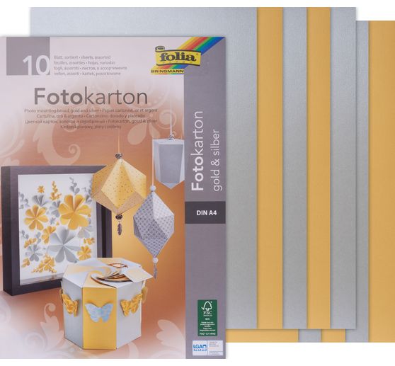 Bloc carton photo format A4, Or et Argent, 300 g/m²